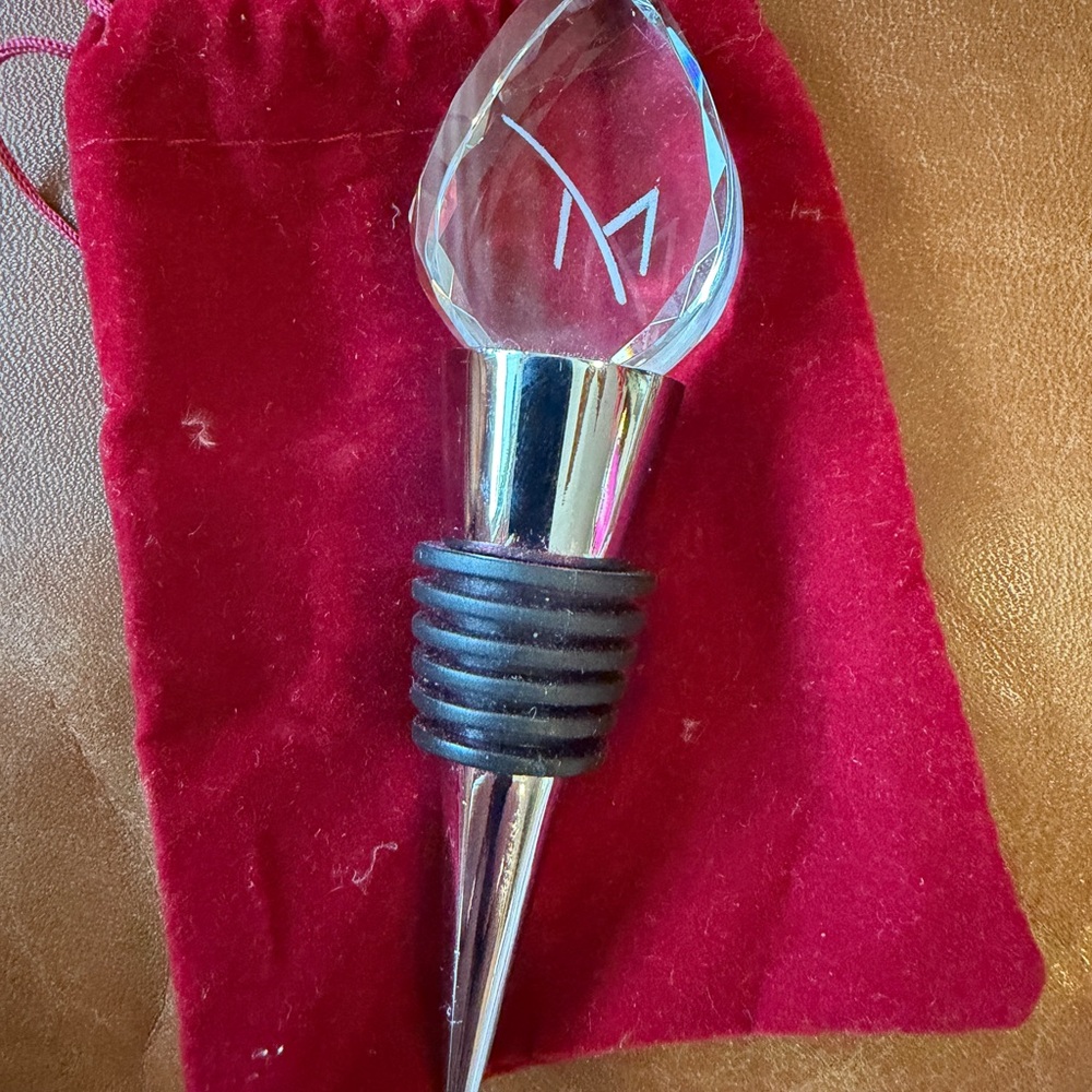 Crystal Wine Stopper with Silver Accents